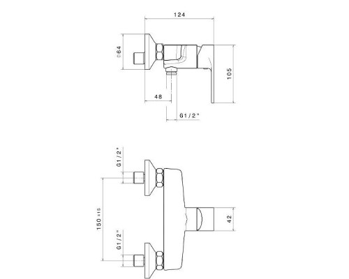 Смеситель для душа Kerama Marazzi Piano 69355KM.21.018 Хром