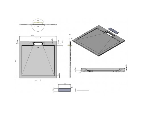 Душевой поддон из искусственного камня Esbano Luxe ESP-LX90W 90x90 ESPLX 90W Белый матовый