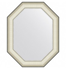 Зеркало Evoform Octagon 74x59 в багетной раме - Белая кожа с хромом 78 мм
