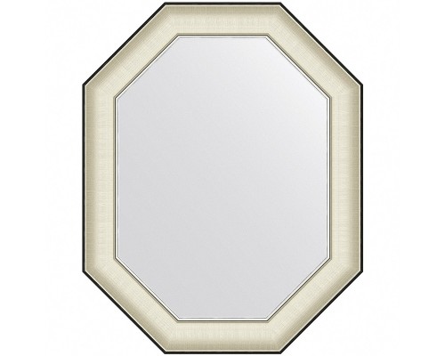 Зеркало Evoform Octagon 74x59 в багетной раме - Белая кожа с хромом 78 мм