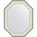 Зеркало Evoform Octagon 74x59 в багетной раме - Белая кожа с хромом 78 мм
