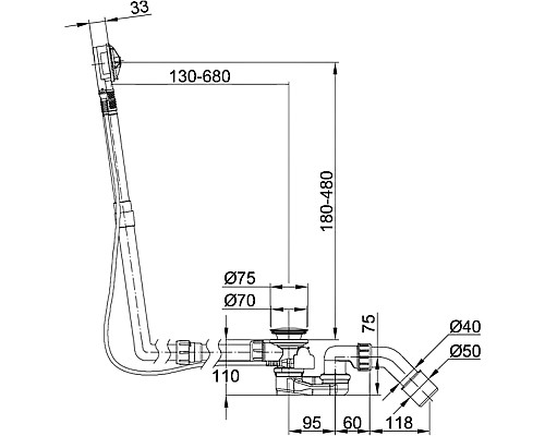 Слив-перелив Bette B603-901 полуавтомат Хром