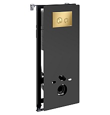 Инсталляция WasserKRAFT Abens 20TLT.010.ME.BL.MG01 для унитаза Черное стекло с клавишей смыва Золото матовое