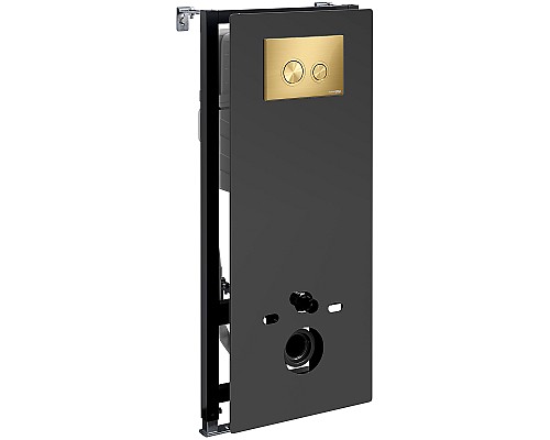 Инсталляция WasserKRAFT Abens 20TLT.010.ME.BL.MG01 для унитаза Черное стекло с клавишей смыва Золото матовое