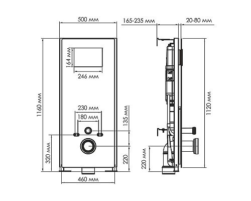 Инсталляция WasserKRAFT Abens 20TLT.010.ME.BL.MG01 для унитаза Черное стекло с клавишей смыва Золото матовое
