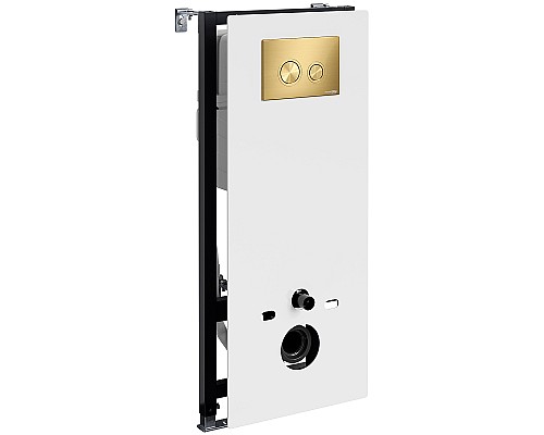 Инсталляция WasserKRAFT Abens 20TLT.010.ME.WH.MG01 для унитаза Белое стекло с клавишей смыва Золото матовое