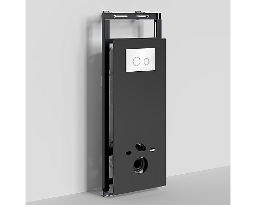 Инсталляция WasserKRAFT Salm 27TLT.010.ME.BL.WH01 для унитаза Черное стекло с Белой клавишей смыва