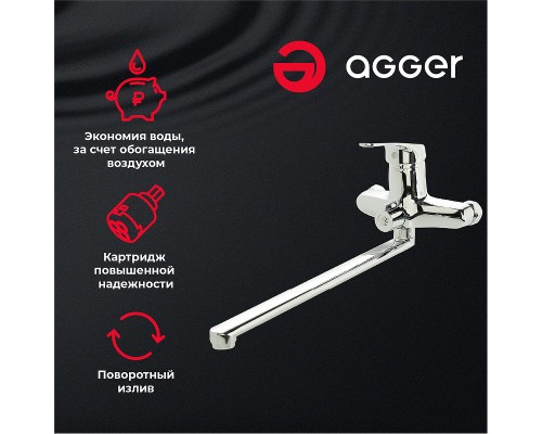 Смеситель для ванны Agger Exact Хром