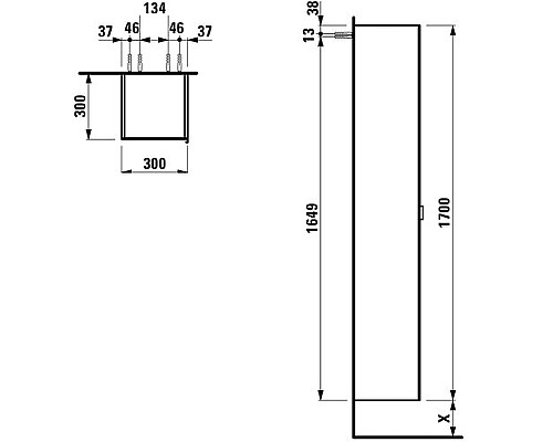 Шкаф пенал Laufen Val 30 4.1090.1.160.100.1 подвесной Белый матовый
