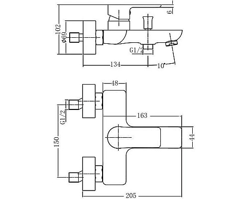Смеситель для ванны Aquanet Arctic AF520-20СW 216776 Хром Белый