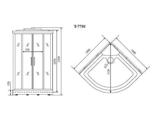 Душевая кабина Timo Lux 100x100 T-7701 с гидромассажем