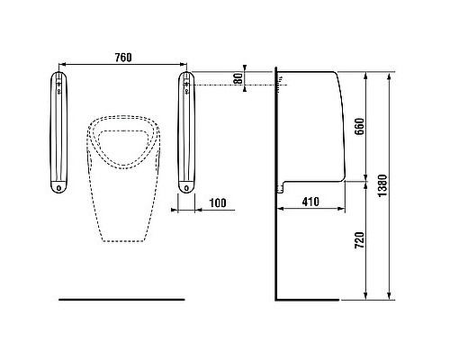 Перегородка для писсуара Jika Split 4760.1.000.000.1 Белая
