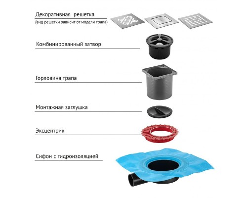 Душевой трап Berges Zentrum Uno 100x100 с решеткой Хром матовый