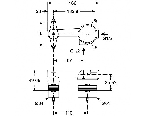 Скрытая часть для смесителя Ideal Standard Built-in A5948NU Бронза