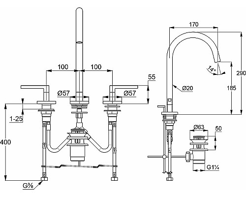 Смеситель для раковины Kludi Nova Fonte 201430515 Хром