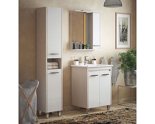 Зеркало со шкафом Corozo Лорена 75 SD-00000297 с подсветкой Лайн Белое