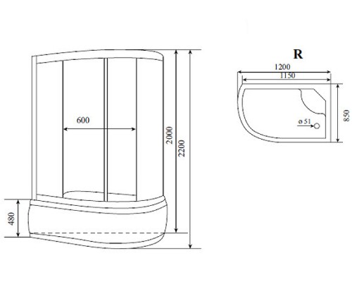 Душевая кабина Timo Comfort 120x85 T-8820RF с гидромассажем