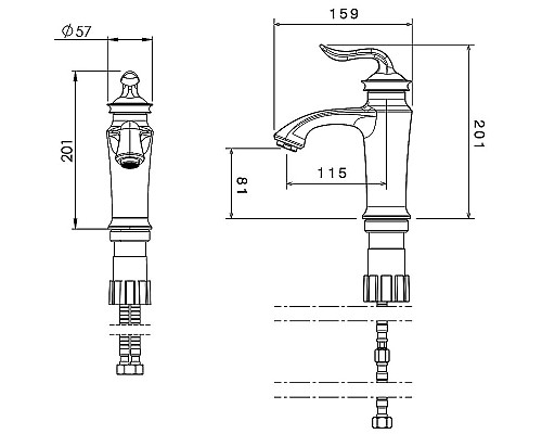Смеситель для раковины Shouder Luka 0200206 Золото