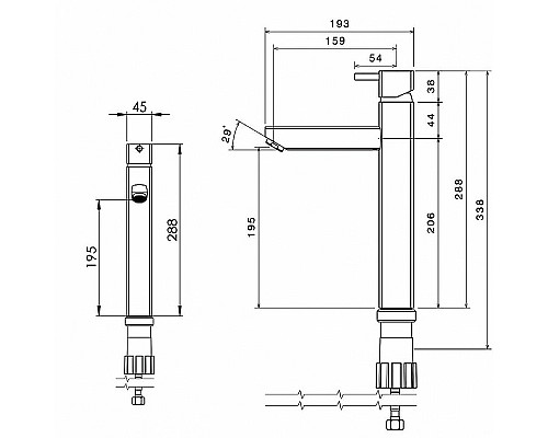 Смеситель для раковины Shouder Unique 0170317 Черный Золото