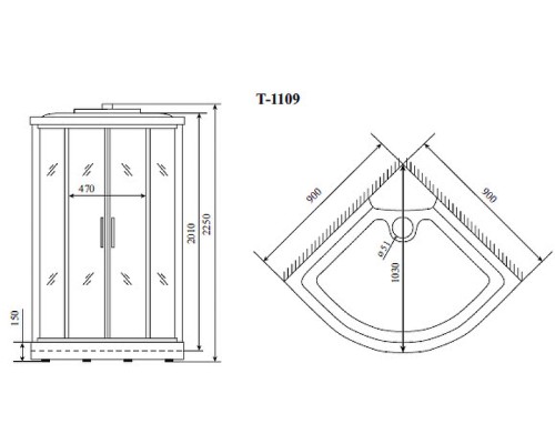 Душевая кабина Timo Standart 90x90 T-1109 с гидромассажем