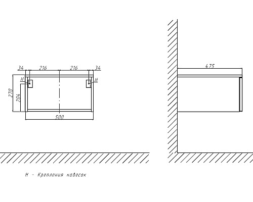 Тумба Velvex Unique Unit 50 tp.UNI.50.1Y подвесная Белая глянцевая