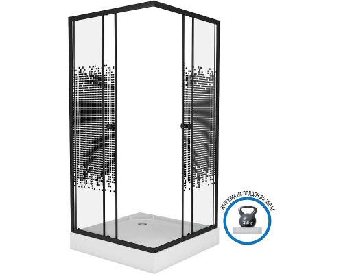 Душевой уголок Niagara Eco 80х80 NG-008-14Q Black профиль Черный стекло с рисунком