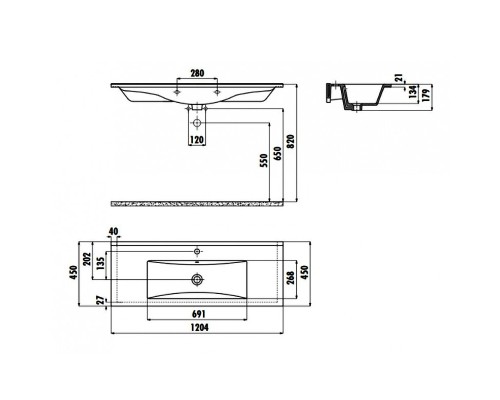 Раковина Creavit Su 120 SU120-00CB00E-0000 Белая