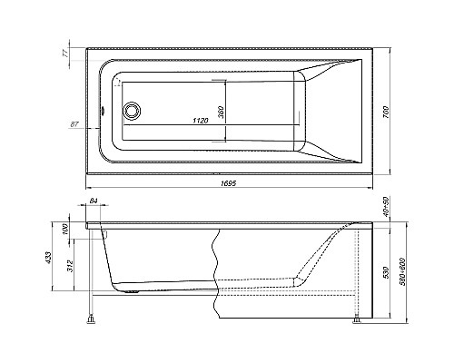 Акриловая ванна Aquanet Bright 170x70 267835 без гидромассажа Акриловая ванна Aquanet Bright 170x70 267835 без гидромассажа