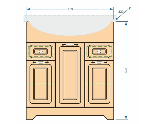 Тумба под раковину Stella Polar Кармела 75 SP-00000179 Карпатская ель