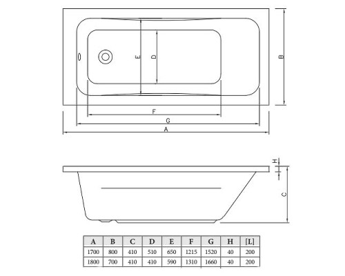 Акриловая ванна C-Bath Muse 180x70 CBQ011002 без гидромассажа