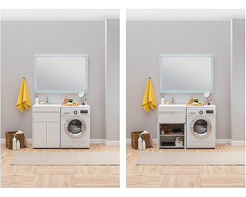 Тумба с раковиной Aquanet Токио 130 L 239215 Белая