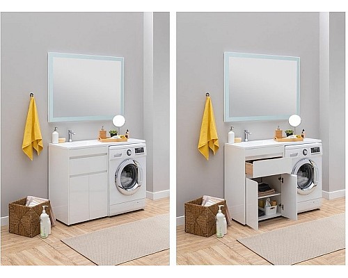 Тумба с раковиной Aquanet Токио 130 L 239215 Белая