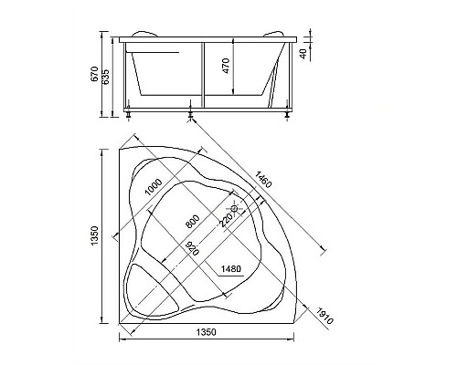 Акриловая ванна Aquatek Галатея 135х135 GAL135-0000022 без гидромассажа с фронтальной панелью с каркасом (разборный) со слив-переливом