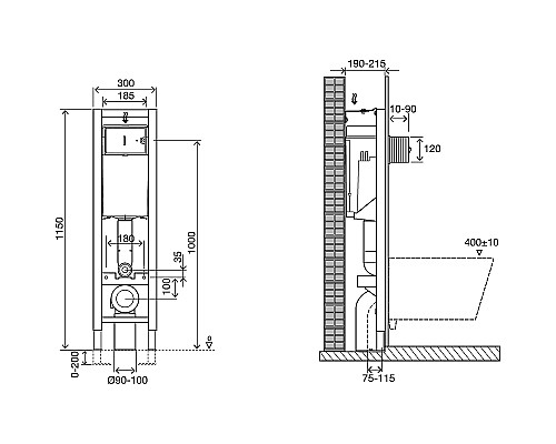 Инсталляция Jacob Delafon E33130RU-NF для унитаза без клавиши смыва