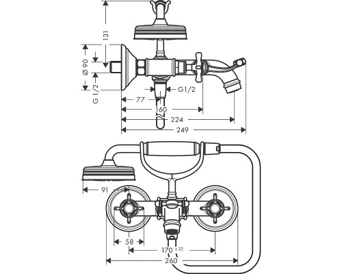 Смеситель для ванны Axor Montreux 16540000 универсальный Хром