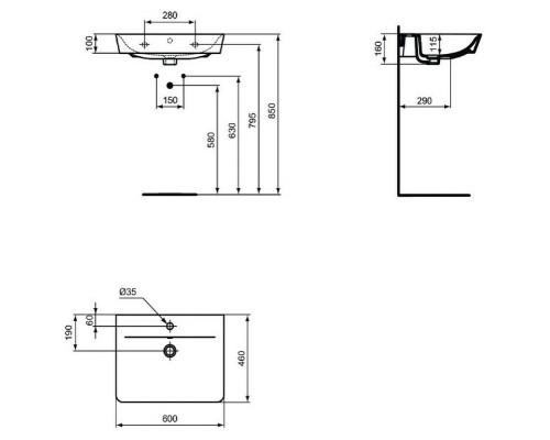 Раковина Ideal Standard Connect Air 60 Черный шелк