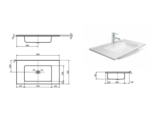 Раковина Эстет Каре 90 ФР-00000782 Белая