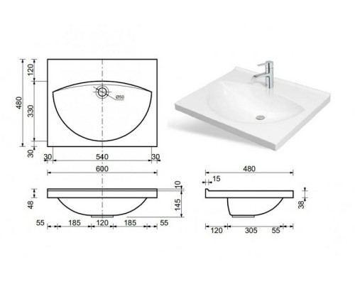 Раковина Эстет Белла 60 ФР-00000773 Белая