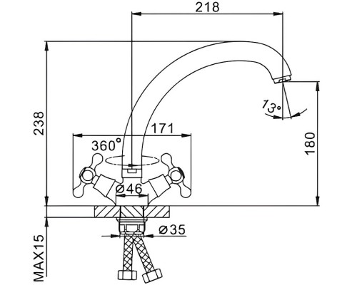 Смеситель для кухни Frap H19 F4219-2 Хром