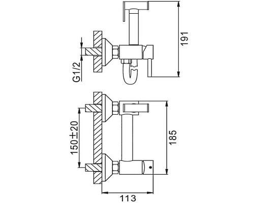 Гигиенический душ со смесителем Frap F7503-6 Черный матовый