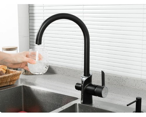 Смеситель для кухни Gappo G03-6 G4303-6 Черный матовый Хром