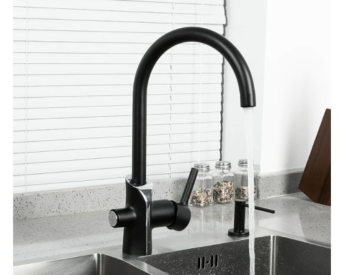 Смеситель для кухни Gappo G03-6 G4303-6 Черный матовый Хром