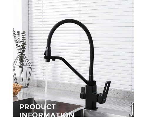 Смеситель для кухни Gappo G17-6 G4317-6 Черный матовый