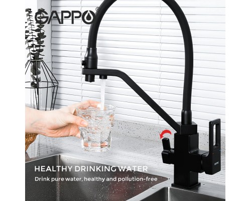 Смеситель для кухни Gappo G17-6 G4317-6 Черный матовый