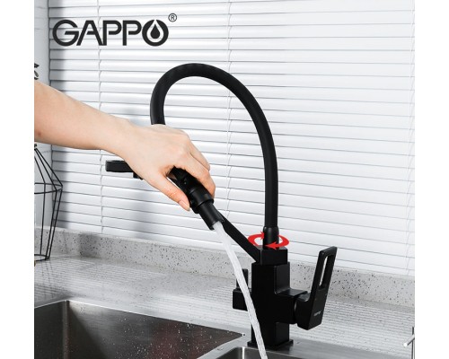 Смеситель для кухни Gappo G17-6 G4317-6 Черный матовый