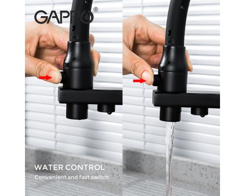 Смеситель для кухни Gappo G17-6 G4317-6 Черный матовый