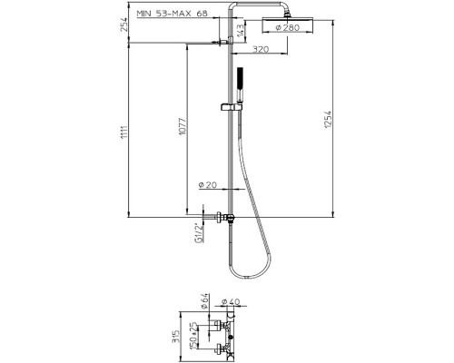 Душевая система Bossini Apice L10507.073 с термостатом Черный матовый