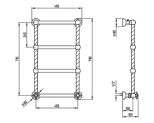 Водяной полотенцесушитель Migliore Edera 79x48 20303 Бронза