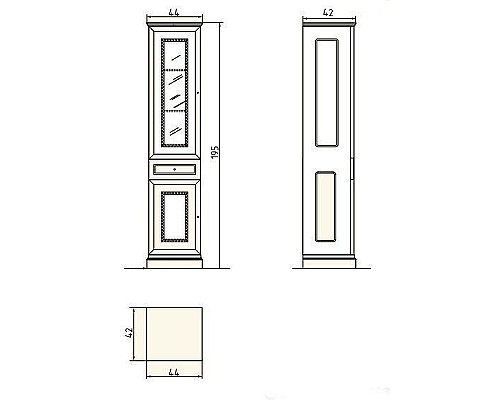 Шкаф пенал Migliore Ravenna 44 R 27074 Слоновая кость Золото
