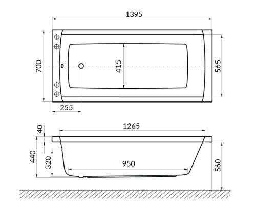 Акриловая ванна Excellent Aquaria 140x70 WAEX.AQU14.RELAX.GL с гидромассажем